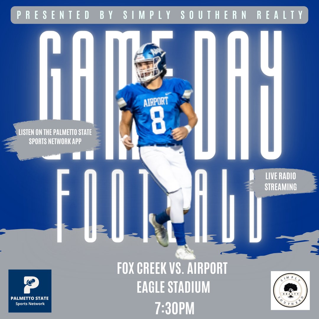 Join the Voice of the Eagles Steve Knight for Airport Eagles Football. Listen live on the APP or click here streaming403.network1sports.com/pssn2 @CoachFidler @AirportAthDept @AHS_Leads @AHSEagleClub @MattSchilit @re_laxinsc @AirportEaglesFB @LouatTheState @JesseRayHoover1