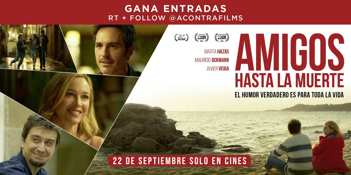 acontrafilms's tweet photo. ¡Sorteamos 3 entradas dobles para #AmigosHastaLaMuerte!

Divertida comedia dirigida por Javier Veiga y protagonizada por el propio director, Mauricio Ochmann y Marta Hazas.

¿Quieres una? RT y seguir a @acontrafilms.

¡En cines 22 de septiembre! 🍿🎬

Límite: 20 de sept - 23.59h https://t.co/ErLyOyAewH