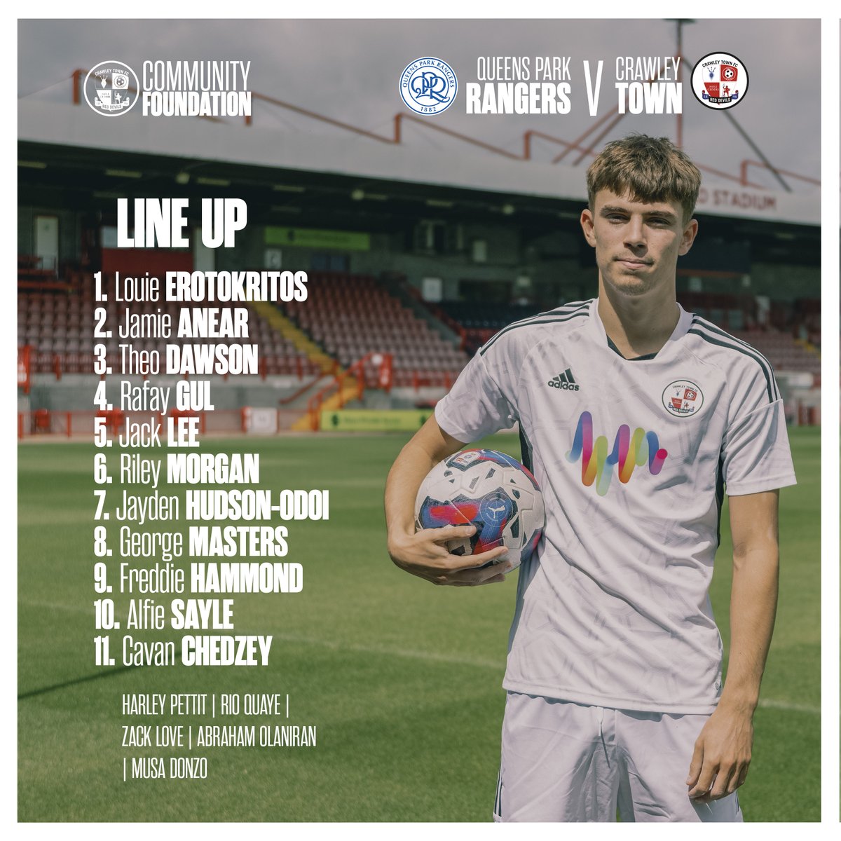 CrawleyFAcademy's tweet photo. 🔴The Reds lineup🔴

There are five players handed their @NFYLU19U23 debuts this afternoon; with another five that could make their bow from the substitutes bench.

New!

#townteamtogether https://t.co/P79ApT8Uc6