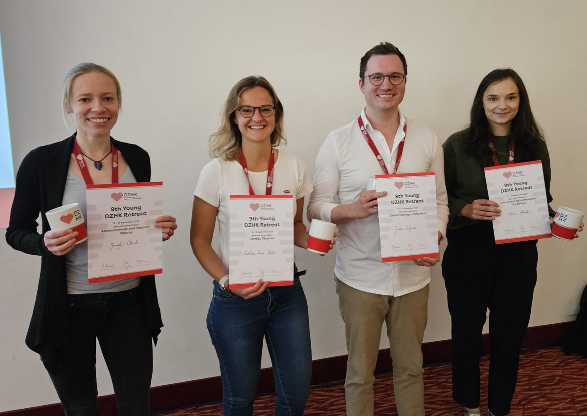 Congratulations to our oral presentation winners. You will get the chance to hear about their research at the special <a href="/dzhk_germany/">DZHK Germany</a> science on friday session, 6th of october. Stay tuned  🙂 <a href="/JulianW27954793/">Julian Wagner</a> <a href="/KathrinStilz/">Kathrin Stilz</a> <a href="/Jennifer_Paech/">Jennifer Schwarzkopf</a>