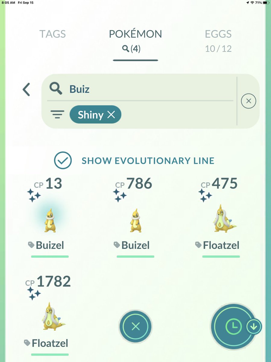 LadyDi1002's tweet photo. 4 of these The Professor told me he needed ๐
#ShinyBuizel
#ShinyFloatzel
#WayTooMany
#GOPlusPlusCatches https://t.co/YFOaeRsvR4