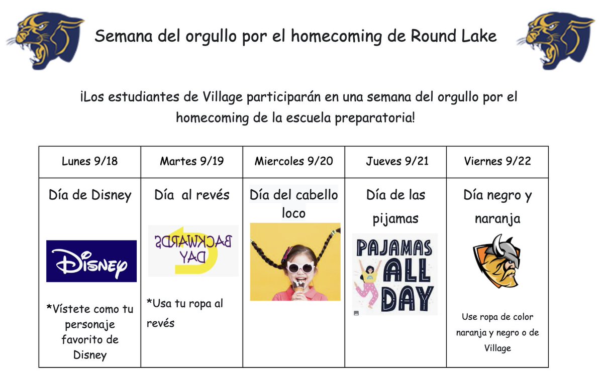 RLVillageSchool's tweet photo. Next week is our Homecoming Spirit Week! Plan on participating in the fun dress up days!!!! It is going to be an exciting week.
#116Pride #WeAreRL #villagevikings116 #fallspiritweek https://t.co/buKeKubhkR
