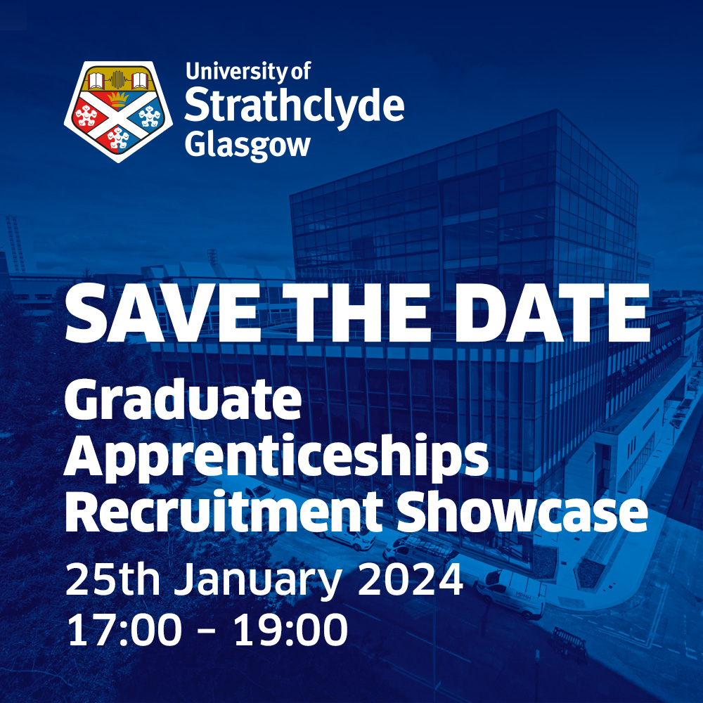 ⭐ Date for the diary ⭐

We are delighted to be hosting our second Graduate Apprenticeships Recruiment Showcase event <a href="/UniStrathclyde/">University of Strathclyde</a> in January 2024.

We will be sharing more details on our social media channels in the next few months.

<a href="/DYWScot/">DYW Scotland</a> <a href="/DYWGlasgow/">DYW Glasgow</a> <a href="/DYWWEST/">DYW West</a>