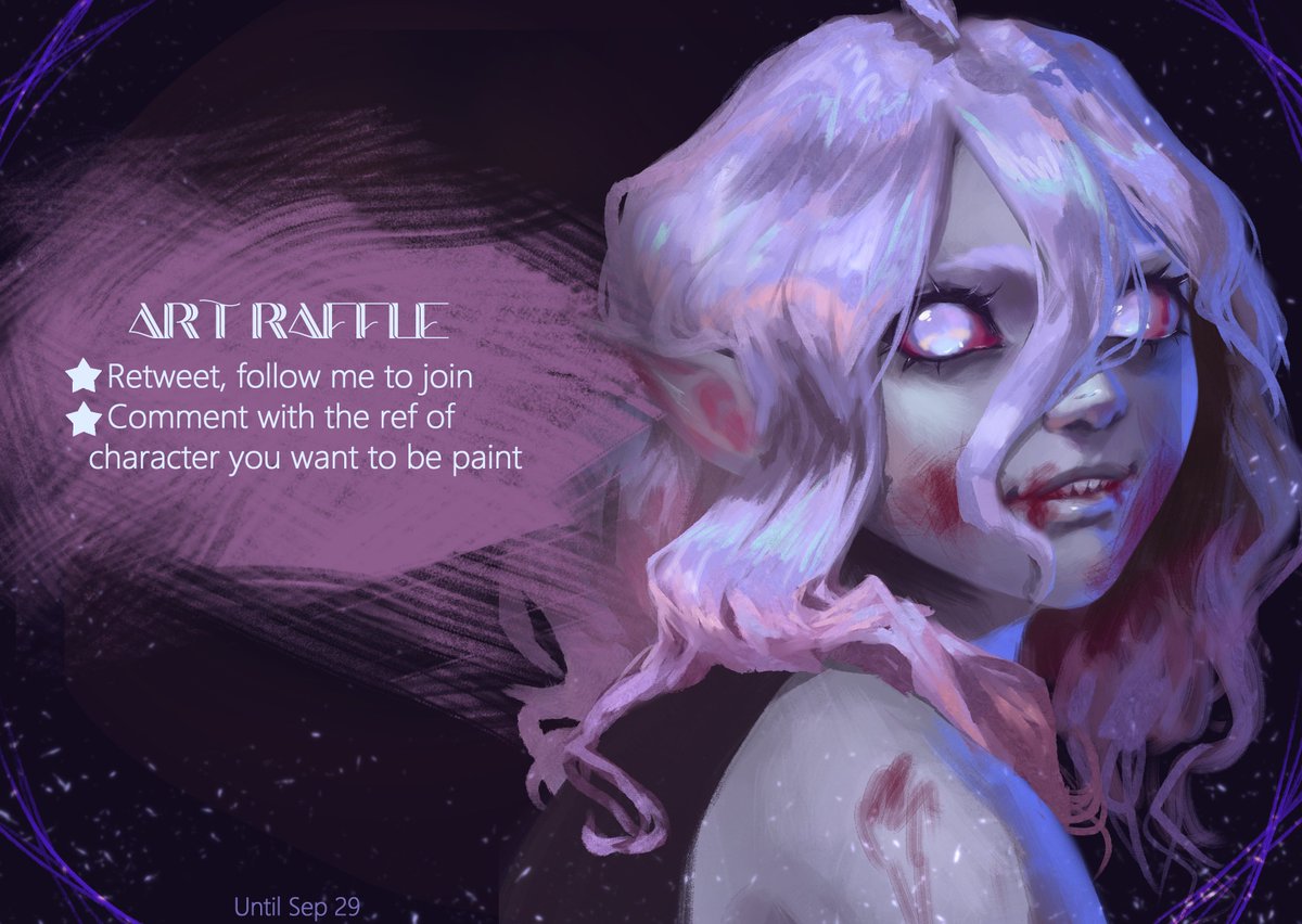 Veelpo_'s tweet photo. There will be my birthday in two weeks and as always I want to make gift for you too 

💜Art raffle 💜

Winner gets a portrait

RULES: 
💜Follow me, retweet this post ( no QRT )  
💜Comment with a ref of character ( optional )   

Result will be on Sep 29 https://t.co/vjeBvsa9hO