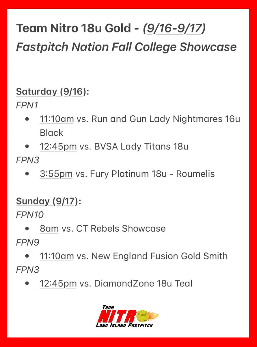 MarissaNoso's tweet photo. Schedule for FPN college showcase!!! https://t.co/NAKY3qdLWd