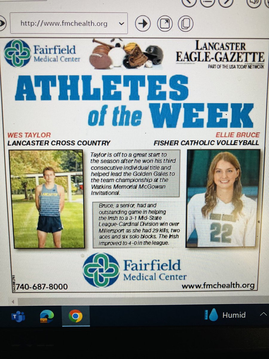 twil2323's tweet photo. Eagle-Gazette Athletes of the Week: Lancaster’s Wes Taylor and Fisher Catholic’s Ellie Bruce. ⁦@GalesDistance⁩ ⁦@lancastergales⁩ https://t.co/SrmKnhjFK4