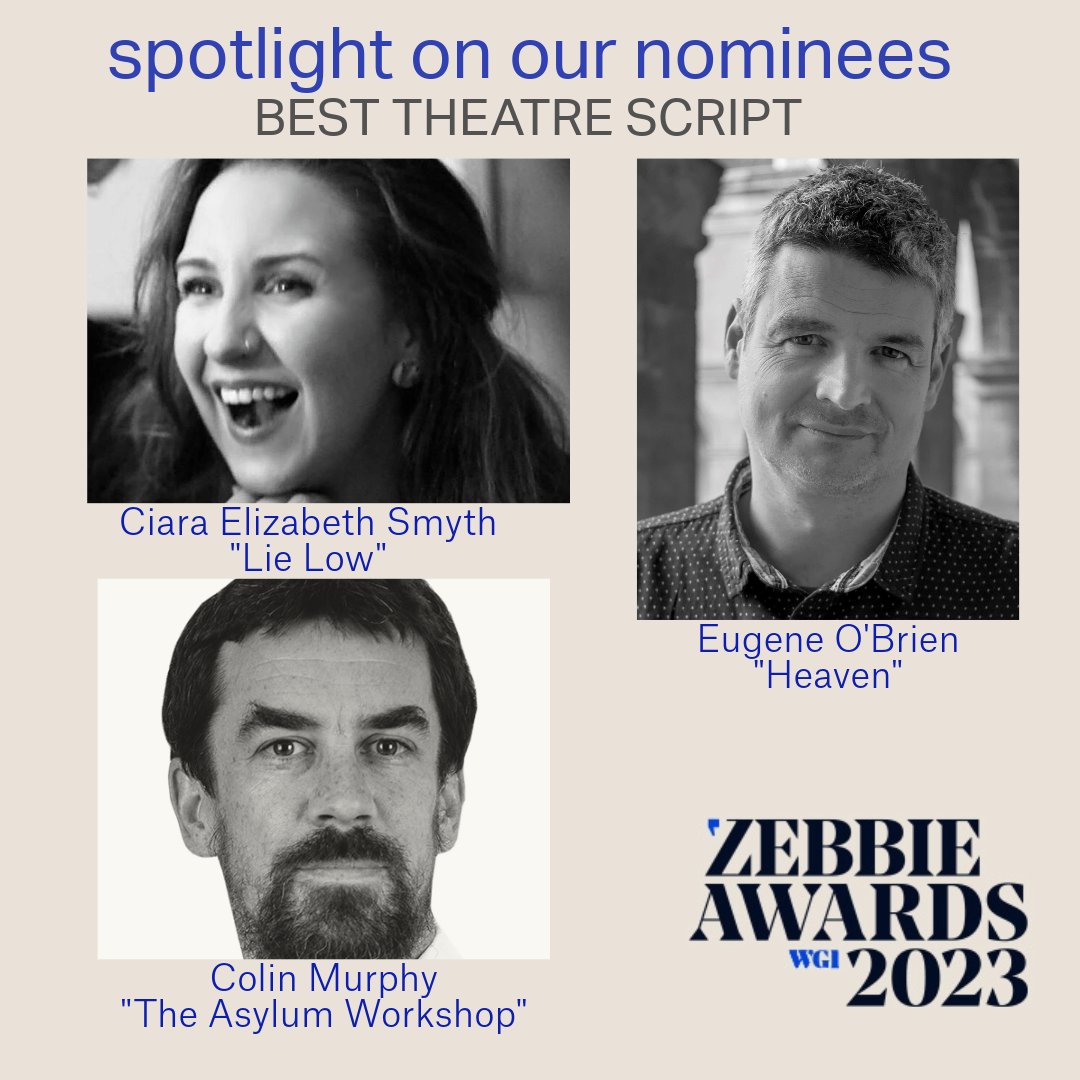 Today, it’s a #Zebbies23 curtain-calling shout-out & bravo to our gifted theatrical scribes and their exceptional plays; @colinmurphyinfo, @ciaraesmyth, & Eugene O'Brien - vote now at script.ie/zebbies/2023/