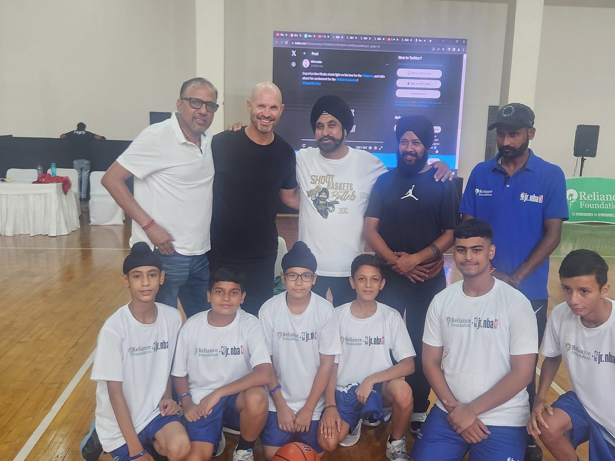 KapilKumria's tweet photo. Had an incredibly fruitful day as a fan and basketball player, promoting the game  alongside basketball ambassador @superfan_nav We visited a camp in @NWSGZB and then headed to the @NBAIndia academy facility at Jaypee Noida where @jrnba tournament is taking place. Nav as always, spoke passionately and motivated young kids, encouraging them to practice hard and excel in their https://t.co/BH0PsIz9XW is the greatest game, shaping us into better humans and instilling discipline. 🏀 #BasketballAmbassador #superfan #NBA #Inspiration @NBA