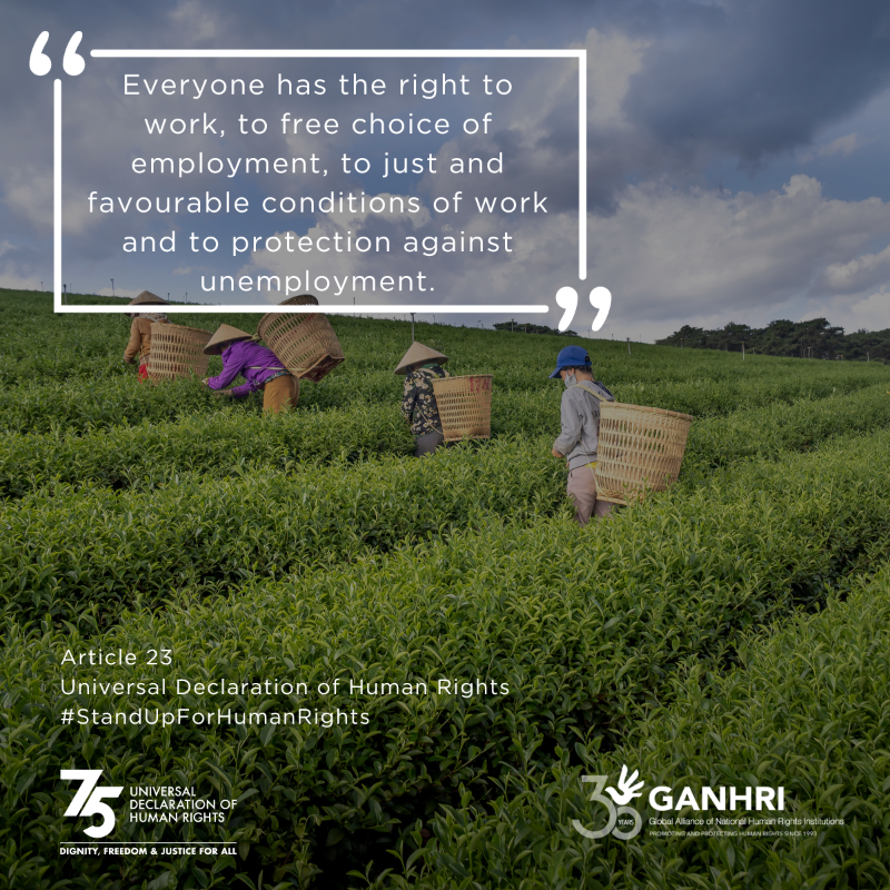 Ganhri1's tweet photo. Everyone should have the opportunity to engage in work, where they are paid equally for their efforts and are treated without any form of discrimination, ensuring a life that upholds human dignity.
#PartnersForGood #HumanRights75 #UDHR https://t.co/8KEcVxw9JA