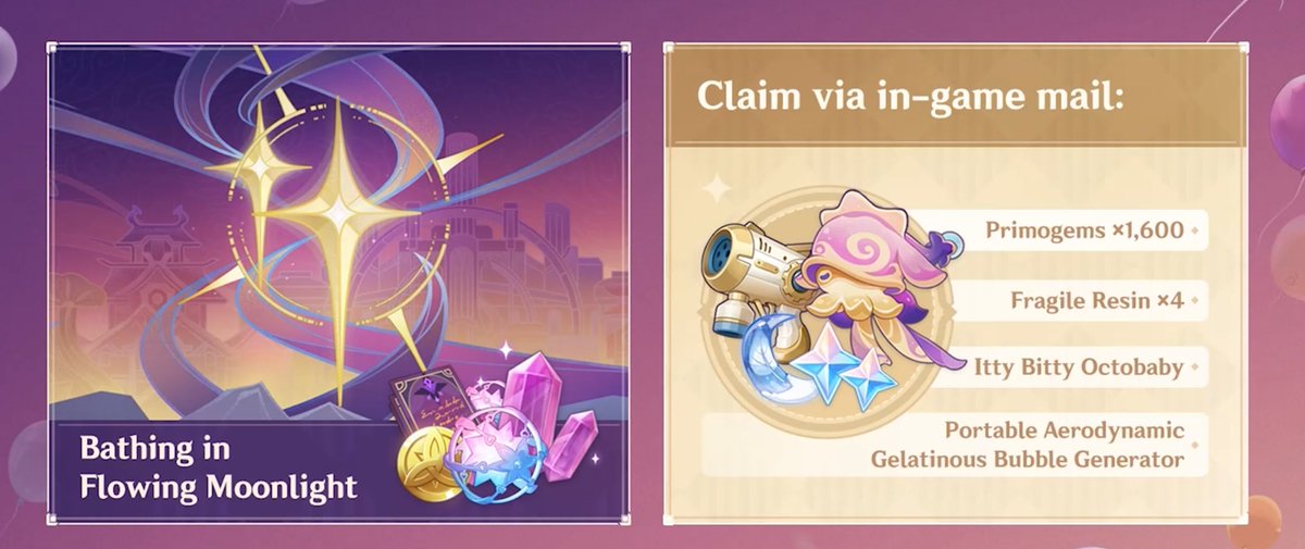 Enviosity's tweet photo. GENSHIN IMPACT ANNIVERSARY REWARDS https://t.co/OzSOb5dOZK