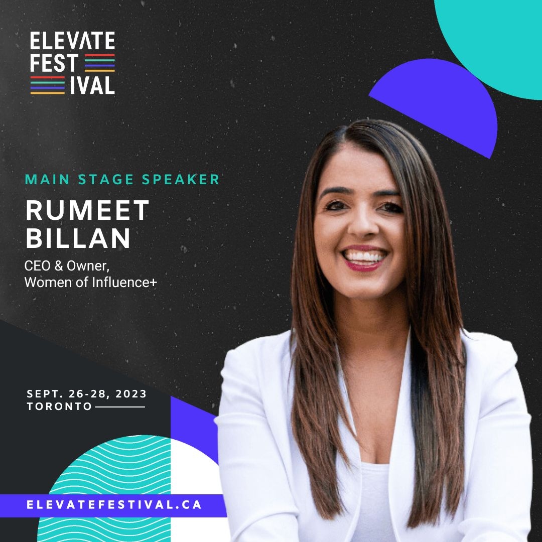 Don't miss our CEO, Rumeet Billan, Ph.D., speaking at #ElevateFest2023 on Sep 28th!

During her talk, she'll explore women's impact on tech and the challenges we need to tackle to build a more equitable future.

Get 50% off with code ELEVATEWOI50 at elevatefestival.ca/tickets