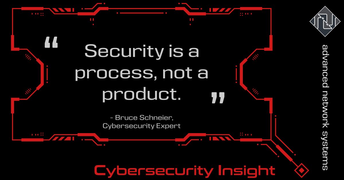 “Security is a process, not a product.”\n- Bruce Schneier, cybersecurity expert\n#cybersecurity #quoted #QuoteOfTheDay