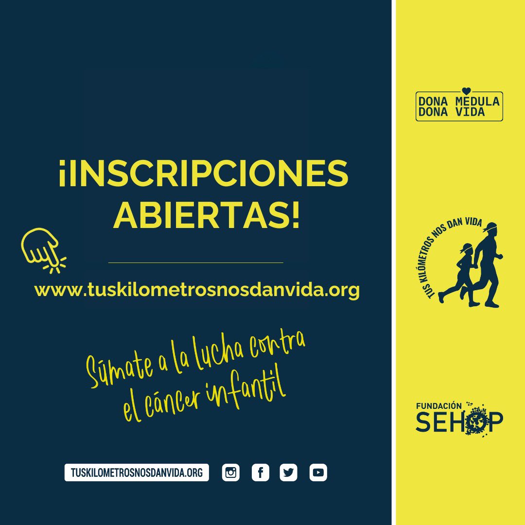 🚨INSCRIPCIONES ABIERTAS🚨

➡️tuskilometrosnosdanvida.org

🏃Dorsales: 1.000 infantiles y 5.000 adultos

💸10€ adulto y 6€ el infantil (menores de 14 años)

5️⃣km para recaudar fondos para la🔬 contra el #CáncerInfantil 

2️⃣9️⃣oct en <a href="/ParqueAlamillo/">Parque del Alamillo</a>