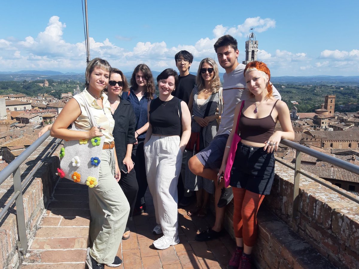 Ciao from atop Siena’s Facciatone, a great view today amidst orientation activities with our newly arrived students from @sienaart & @sienaschool ! #studyabroad #studyaway #tuscany #italy