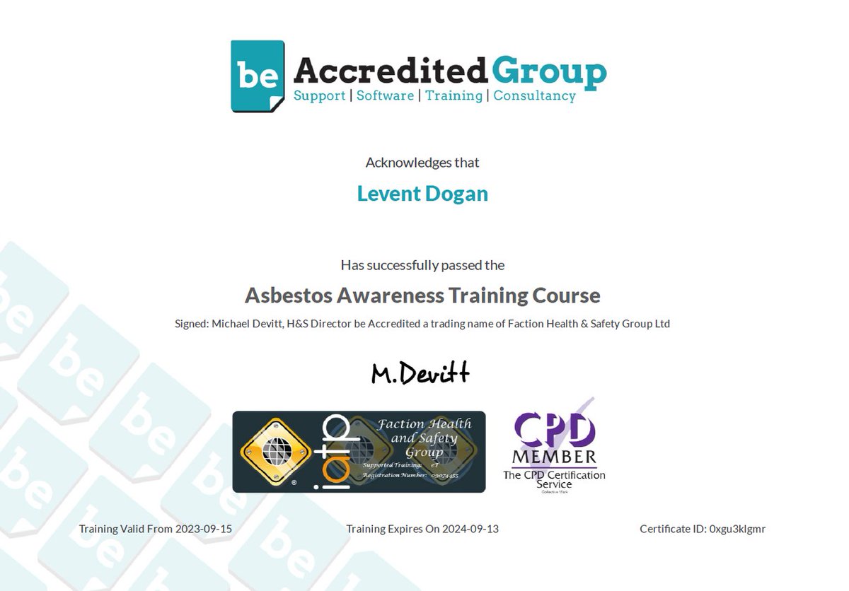 LimitedIbex's tweet photo. Our director LD has completed his annual training courses in line with our Policy:

Asbestos Awareness ✅
First Aid Awareness ✅
Manual Handling ✅

At IBEX, HSE of our staff is our top priority.

#healthandsafety #cpd 
#structural #ISTRUCTE #ICE
#geology #civilengineer https://t.co/E9HgzQZ5eE
