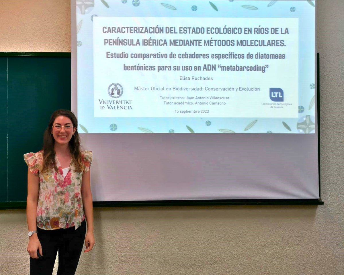 Nuestra compañera, Elisa Puchades, ha presentado su trabajo 'Caracterización del estado ecológico mediante métodos moleculares', para el Máster en Biodiversidad.

Gracias Elisa por tu esfuerzo👏

#Innovación #Biotecnología #BiologíaMolecular #Investigacion #Laboratorio #equipoLTL