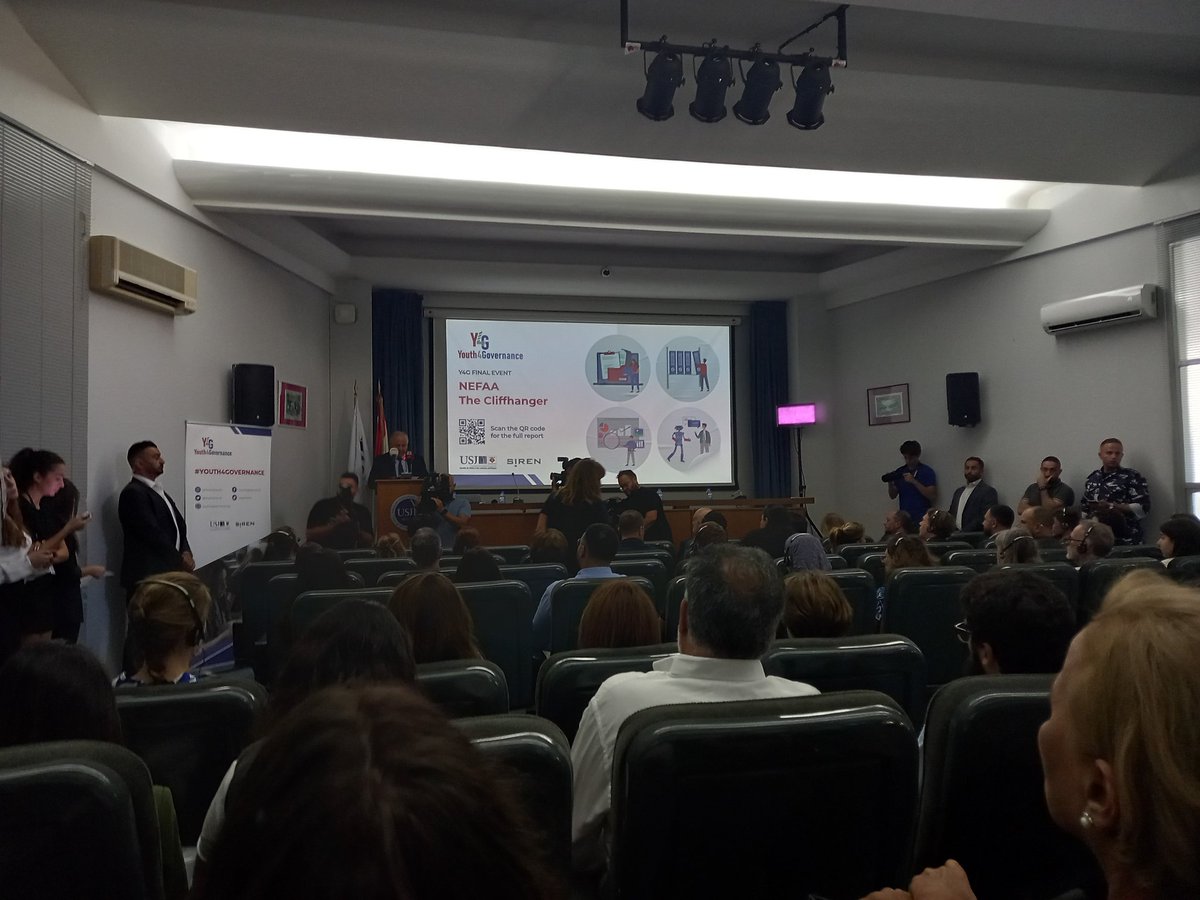Ritachemaly's tweet image. Live from the launching of the report prepared by @Youth4govLb related to #Nefaa . Hat off to @USJLiban @SirenAssociates for the great program aiming at engaging youth in public governance. #Lebanon #administrations