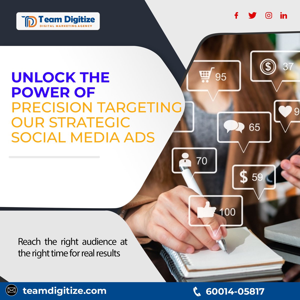 TDigitize's tweet image. Precision Targeting Unleashed: Experience the impact of our strategic social media ads. Reach your perfect audience at precisely the right moment for tangible outcomes.

#teamdigitize #PrecisionTargeting
#SocialMediaAds
#StrategicAdvertising
#AudienceReach
#TargetedMarketing