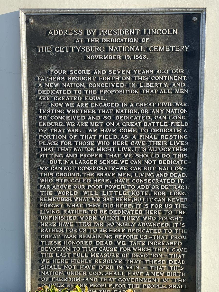 Did you know that Abraham Lincoln delivered his now iconic Gettysburg address at the dedication of the 16th National Cemetery in Gettysburg, PA? Read it in bronze at Sarasota National Cemetery—visit Patriot Plaza today!