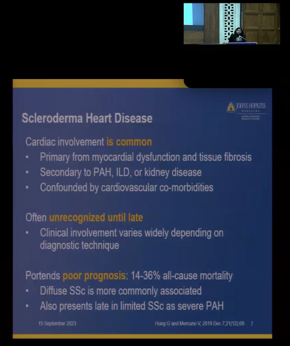 Outstanding Medicine Grand Rounds @HopkinsMedicine by scleroderma heart disease expert presenting her NIH-funded research with world class collaborators in Scleroderma Center @MMukherjeeMD @hopkinsheart @CiccaroneCenter @SteveMathaiMD Drs Hassoun and Shah @stevenhsu_md