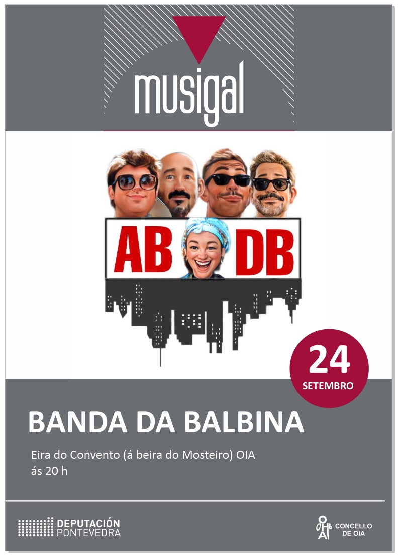 O vindeiro domingo 24 de setembro o #Musigal leva a mellor música en directo a #Oia

🎵 <a href="/abandadabalbina/">A Banda da Balbina</a> actuará na Eira do Convento ás 20:00 horas