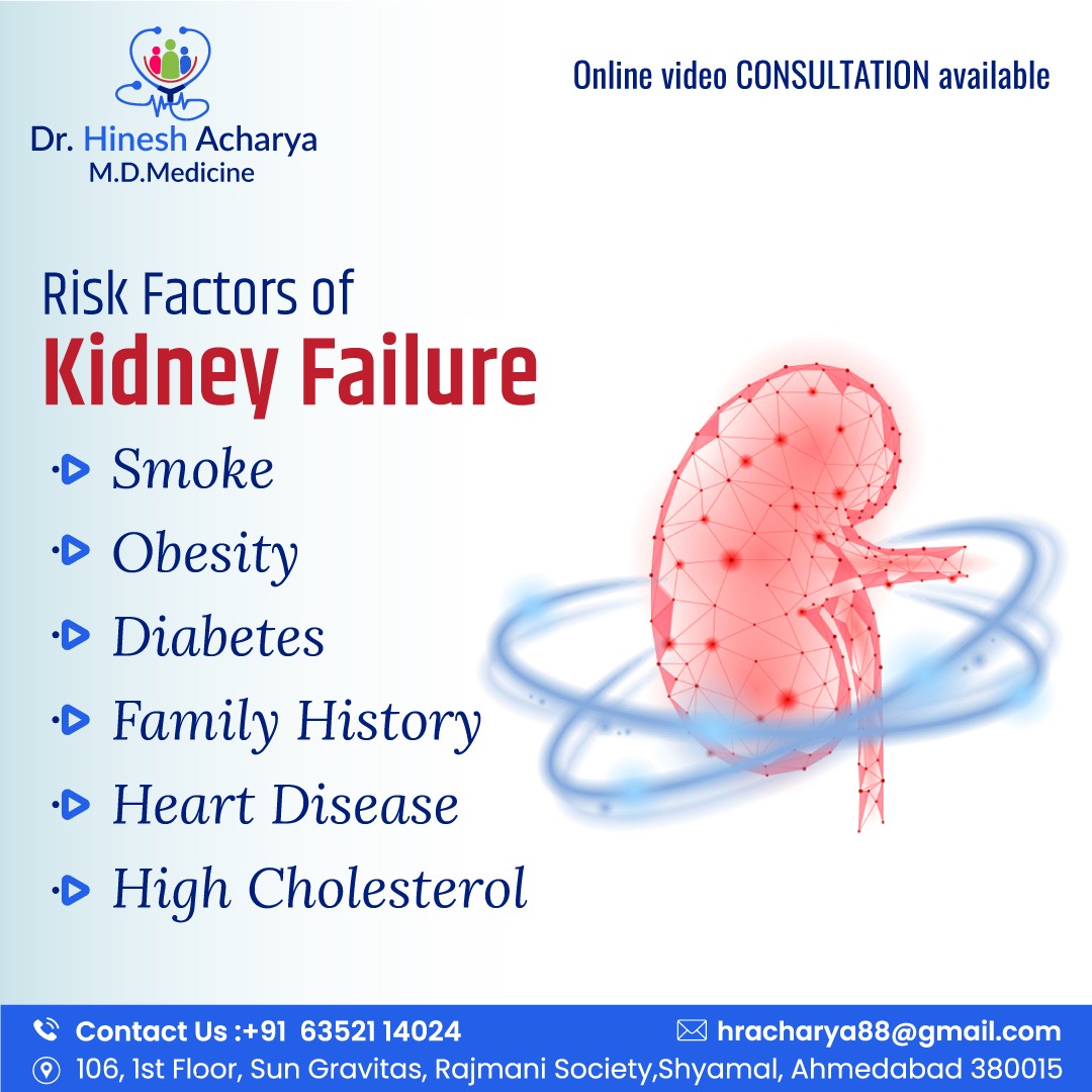 Understanding Kidney Failure Risk with Dr. Hinesh Acharya. 

#DrHineshAcharya #KidneyHealth #KidneyFailureRisk #HealthAwareness #PreventKidneyFailure
#HealthyChoices #StayInformed #ObesityRisk #DiabetesAwareness #FamilyHistory
#HeartDiseaseRisk #CholesterolHealth #SmokingRisk