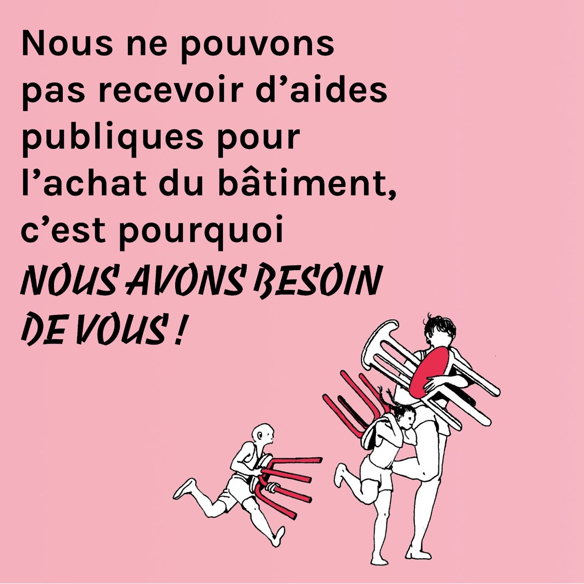 𝗖'𝗘𝗦𝗧 𝗟𝗔 𝗖𝗢𝗨𝗥𝗦𝗘 🏃🏃‍♂️🏃‍♀️​

Il ne reste que 40 jours pour réunir les 140 000€ qui manquent sur la campagne retour.laclefrevival.org !

On a bien avancé en vue de l'achat et de la réouverture du cinéma La Clef, mais 𝗿𝗶𝗲𝗻 𝗻'𝗲𝘀𝘁 𝗲𝗻𝗰𝗼𝗿𝗲 𝗳𝗮𝗶𝘁