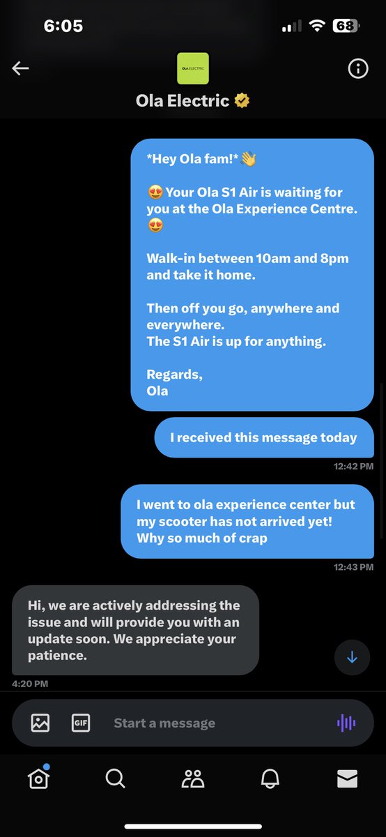 anshulthacker's tweet photo. @bhash @OlaElectric @OlaElectric stop spamming and tell me exactly where the scooter is. Even small courier ppl tell you the location of the parcel but you guys arent able to solve this thing and inform the customer for once. https://t.co/ydJ160NtOw