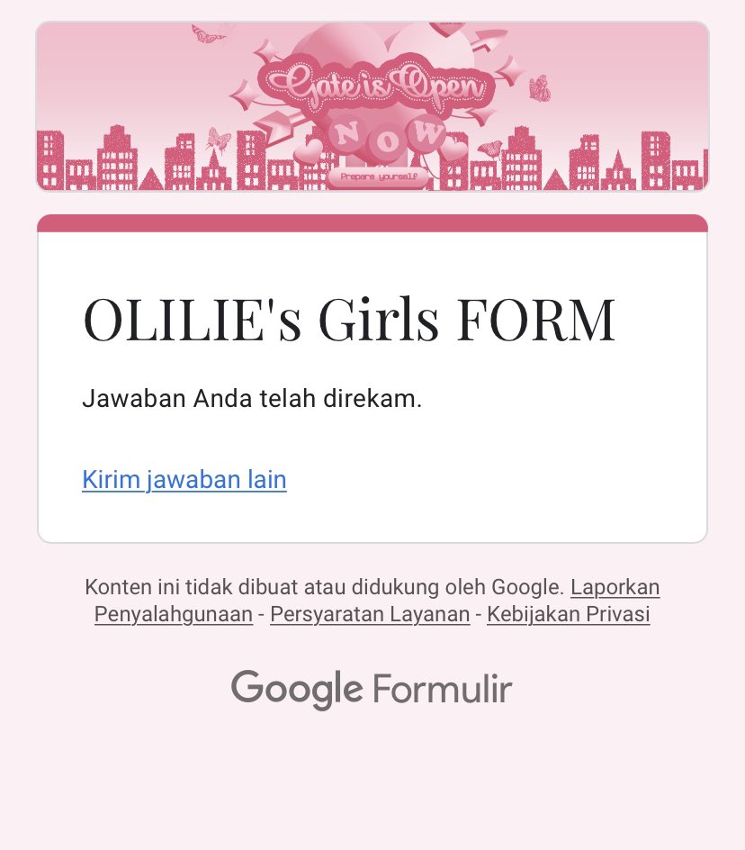 Olilie akhirnya aku mengisi form setelah sekian lama aku menunggu kamu open [brkaca-kaca] 🥺