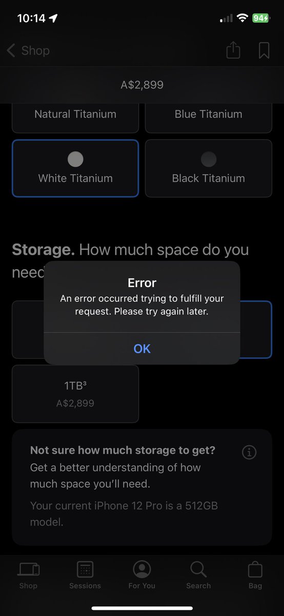 ReubenCheok's tweet image. No thanks to the Apple Store app that decided to crash. Resorted to the good old fashioned website to purchase the new iPhone 15 Pro Mac in white titanium!
