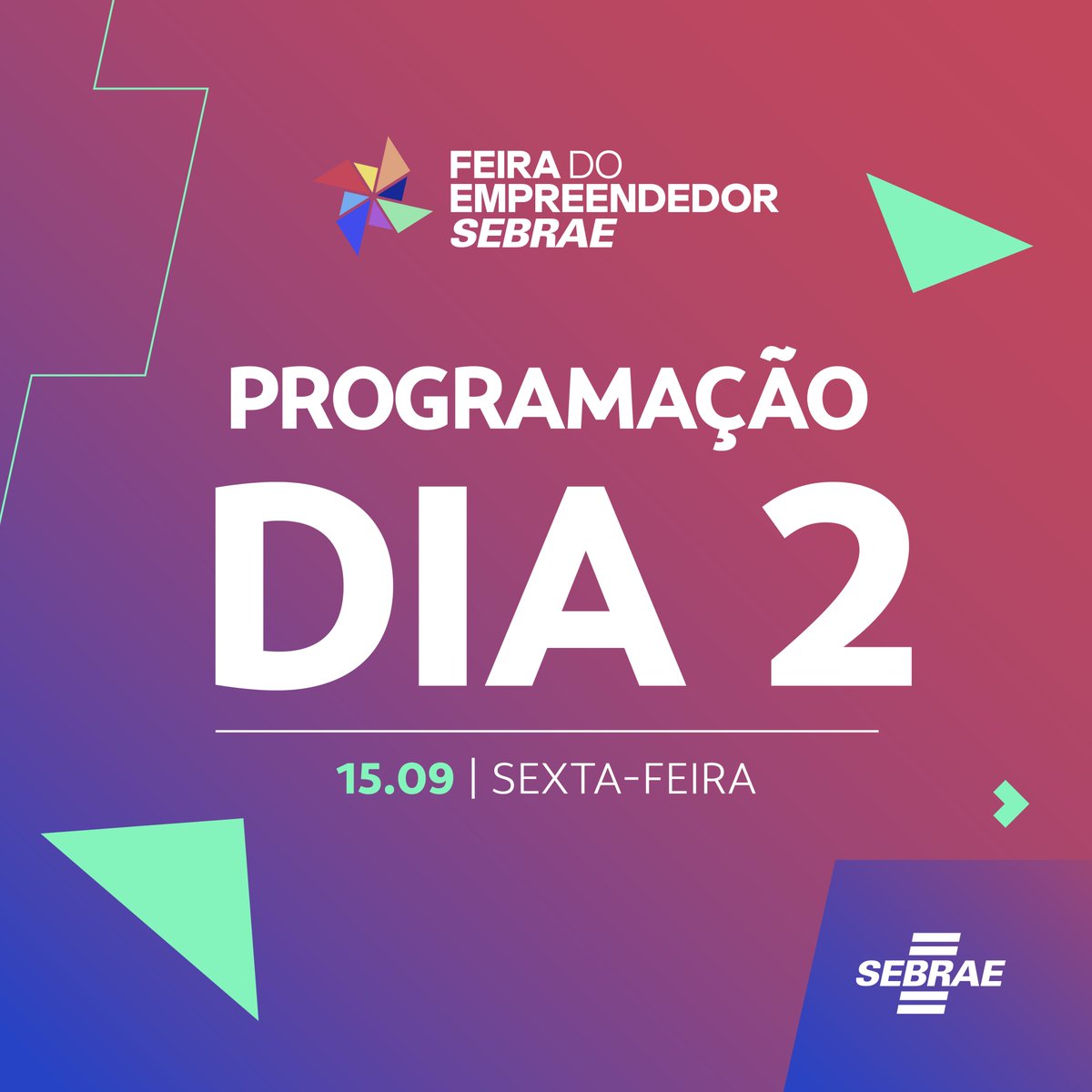 SEBRAE_PR's tweet photo. O dia 2 da Feira do Empreendedor já começou! Vem com a gente conferir a programação de hoje 😉 ​

Quer curtir o que preparamos para você? Se inscreva para aproveitar esse evento gratuito: https://t.co/i2p7qE7pmV  ​

#feiradoempreendedor23 #sebraepr https://t.co/QfwYGkBTS3
