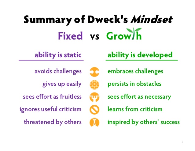 This is a favorite chart comparing fixed mindset with