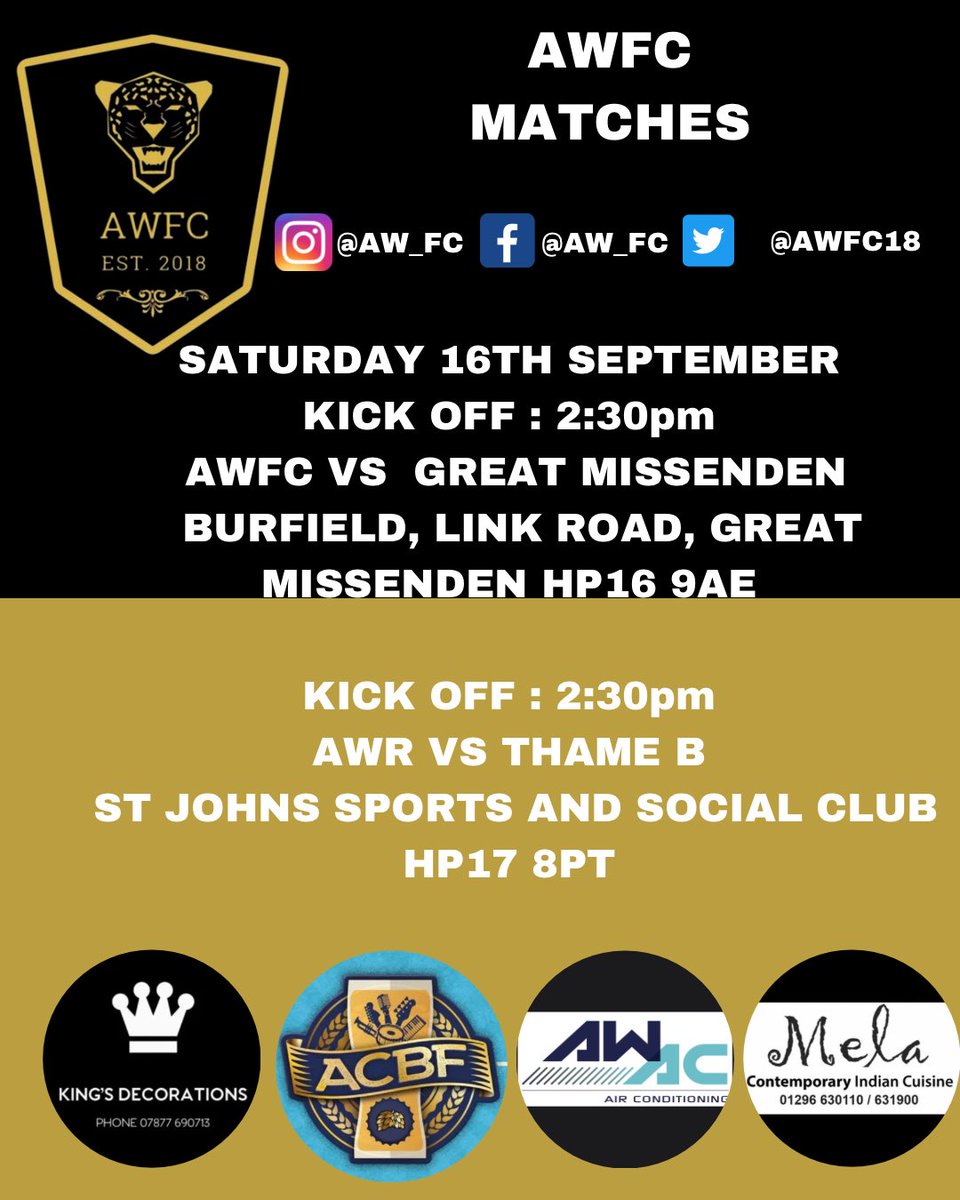 Fixtures for this weekend! Get down and show the lads some support !