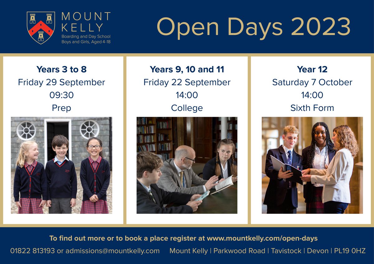 Mount_Kelly's tweet photo. If you would like to to discover more about a Mount Kelly education and how this suits your child, please sign up for an Open Day here: https://t.co/7VXf3vhY0I
#OpenDays #BoardingSchool #IndependentSchool #DevonSchool #MountKelly #OpenDay #Tavistock #Prep #College #SixthForm https://t.co/Swd5jfrUaL