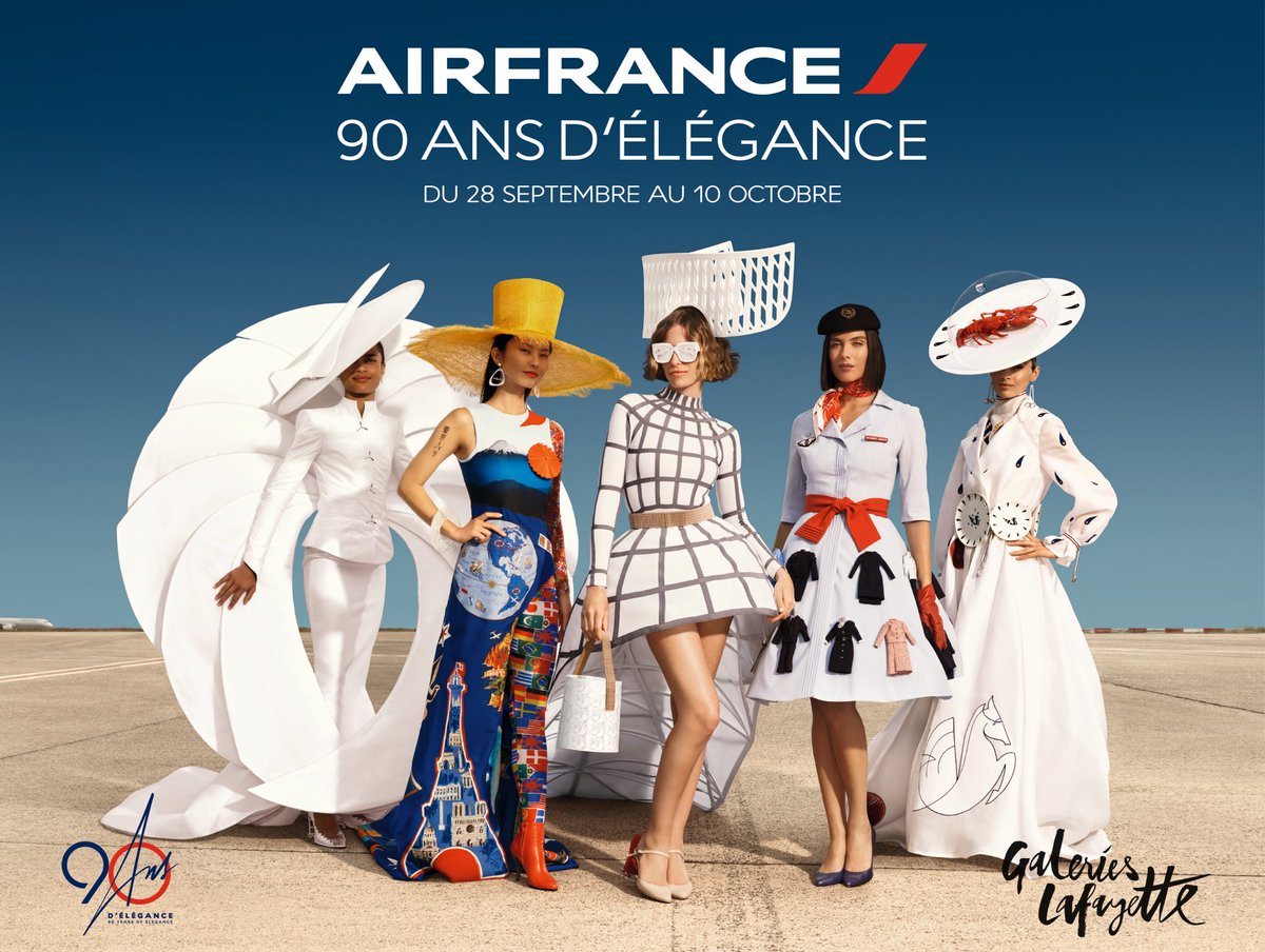 fapelous's tweet photo. Pour les 90 ans d’#AirFrance, nous vous avons préparé une exposition inédite aux Galeries Lafayette, avec la création d’une collection de robes iconiques. 
Retrouvez 90 ans d’innovation, de culture, de gastronomie, de design et de mode ! https://t.co/cmwZY04ER6 #AirFrance90 https://t.co/qMJAqmUMgp