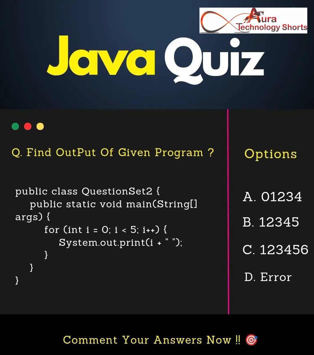 Quiz time
............ 
#javascript #coders #fullstack #codingisfun #codingchallenge #learncode #reactjs #programmerslife #100daysofcode #csstricks #codingjokes #100daysofcodechallenge #frontenddev #frontenddeveloper #reels #html5 #hibernate #exceptionhandling #JavaQuiz #quiz