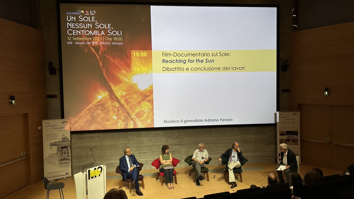 estsolarnet's tweet image. 🌞 The international #SOLARNET conference has wrapped up! 👉Sharing pics from "Un Sole, Nessun Sole, Centomila Soli" public event on 12th September. 📸 Discussed diverse aspects of European Solar Telescope science &amp;amp; tech.☀️🔭 Enjoyed 'Reaching for the Sun' documentary screening🎥