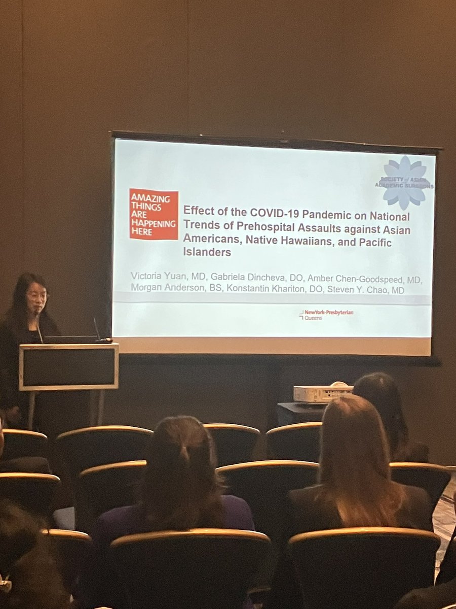 Dr Yuan (<a href="/yuanvictoriamd/">Victoria Yuan, MD</a>) presented on how the COVID pandemic increased the number of assaults against the AAPI population. #SAAS2023 <a href="/AsianAcadSurg/">SocAsianAcadSurg</a>