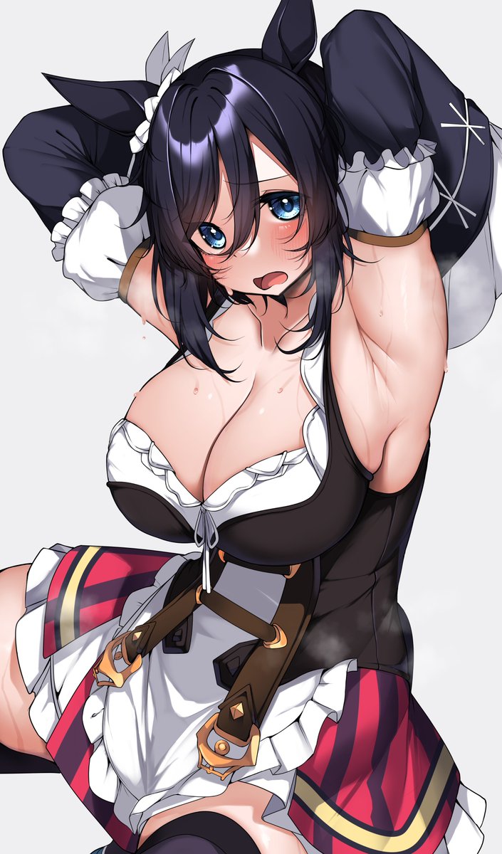 #ウマ娘
skebで描きました、アツいレース後に放熱しているエイシンフラッシュ(再) 