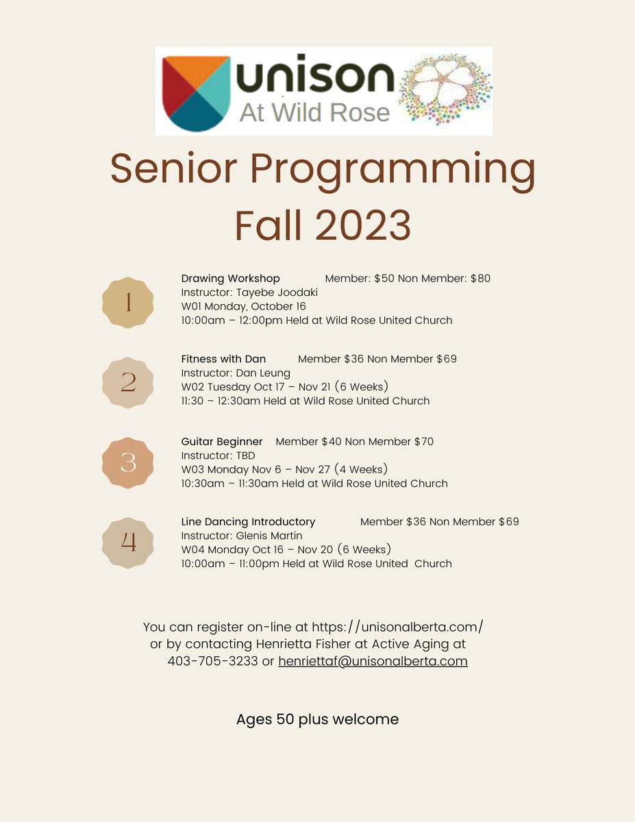 WildRoseChurch's tweet photo. This fall we will be partnering with @unison50plus to provide senior programming. These programs are available for people 50+. You can register at https://t.co/zuJsR87WHx or by contacting Henrietta at 403-705-3233 or henriettaf@unisonalberta.com
#seniorprograms #activeaging https://t.co/QzHCaCdoul