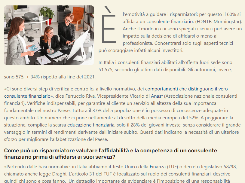 Il vicepresidente vicario #Anasf <a href="/ferruccioriva/">ferruccio riva</a> spiega in un’intervista del <a href="/BollettinoIl/">ilBollettino</a> gli step di verifica e controllo, a livello normativo, dei comportamenti che identificano il consulente finanziario, per una maggior tutela dei risparmiatori.
Leggi l’intervista qui