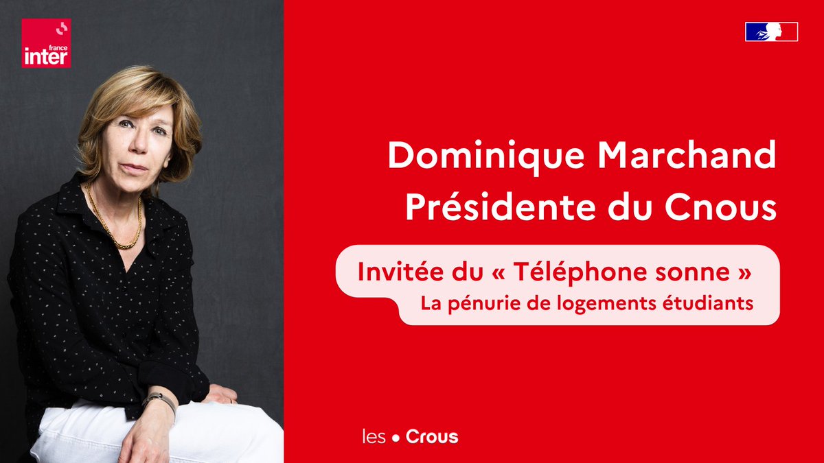 Les Crous (@cnous_lescrous) on Twitter photo Dominique Marchand, Présidente du Cnous, était l’invitée de l’émission « le téléphone sonne » mercredi soir sur <a href="/franceinter/">France Inter</a>, à propos de la pénurie de logements étudiants.
Retrouvez l’émission👉swll.to/PT1tz Dominique Marchand, Présidente du Cnous, était l’invitée de l’émission « le téléphone sonne » mercredi soir sur <a href="/franceinter/">France Inter</a>, à propos de la pénurie de logements étudiants.
Retrouvez l’émission👉swll.to/PT1tz