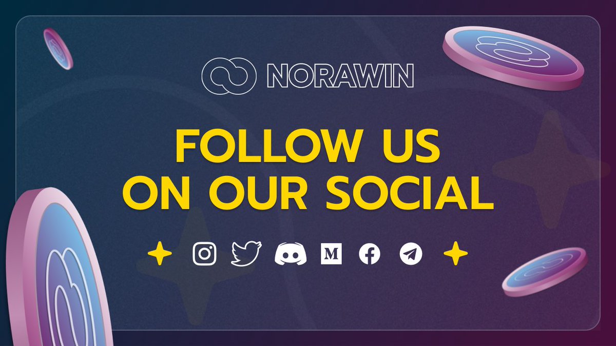 Join our other growing communities 🤘

👇 Click on the links below 👇

Discord: bit.ly/norawin-dc

Telegram: bit.ly/norawin-tg

Facebook: bit.ly/norawin-fb

Instagram: bit.ly/norawin-ig