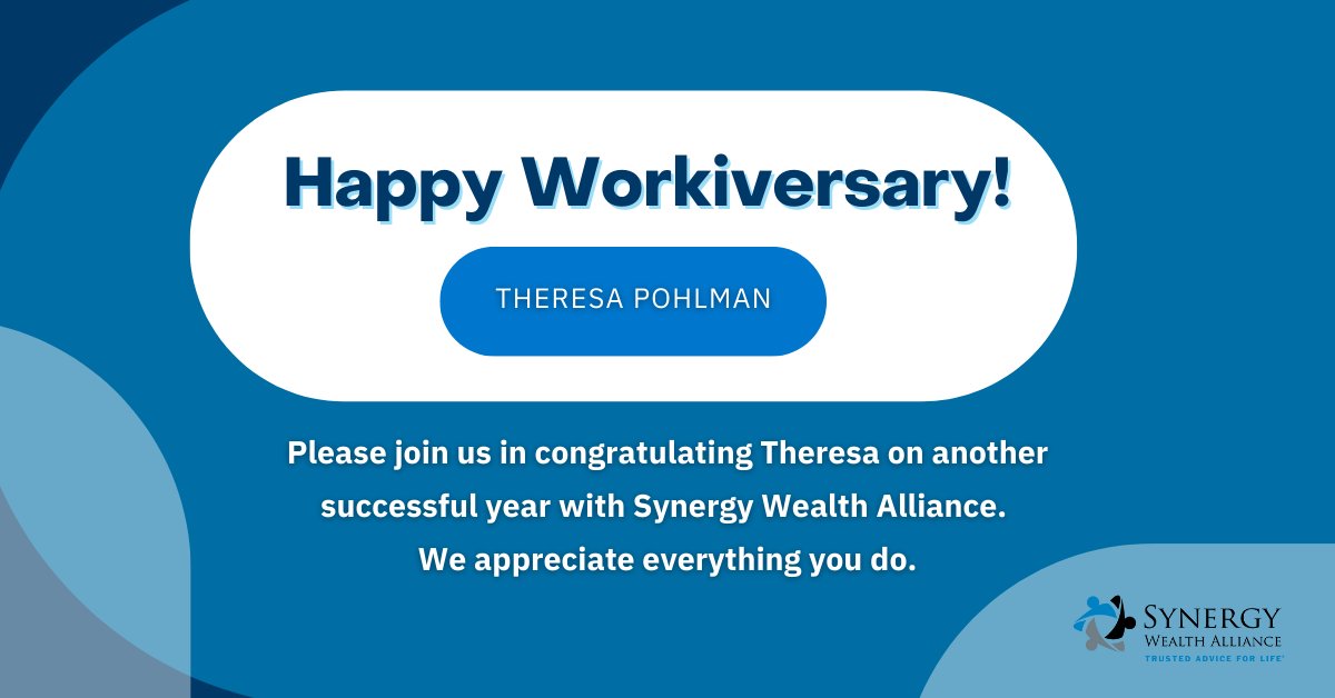 SynergyWA's tweet photo. Please join us in congratulating Theresa on another successful year with Synergy Wealth Alliance. Theresa is an invaluable member of our team, and we are fortunate to have her. Thank you, Theresa! #trustedadviceforlife https://t.co/ykVWciQuym