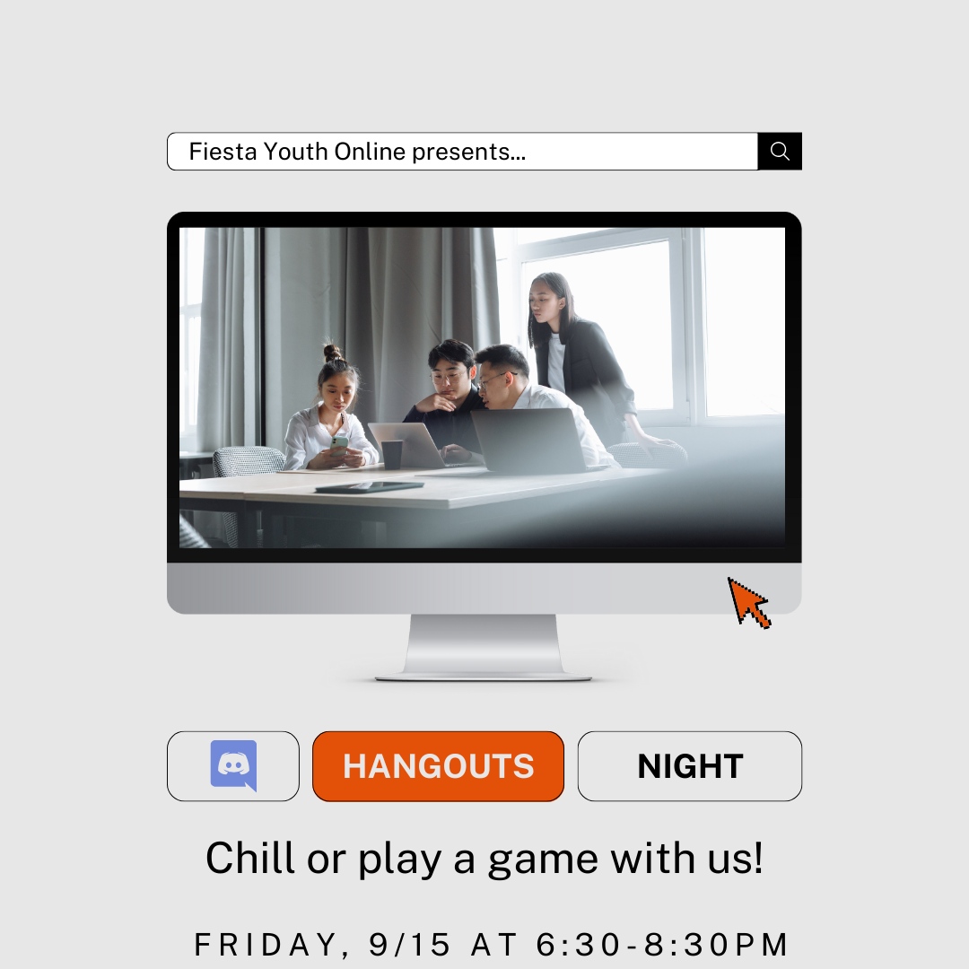 Join us this Friday 6:30-8:30pm for Hangouts Night. Chill or play a game with us!
⁠
Not registered? DM for an invitation link!

#QueerYouth #Gaming #Minecraft #GameNight #FiestaYouth #LGBTQGamer #Gaymer