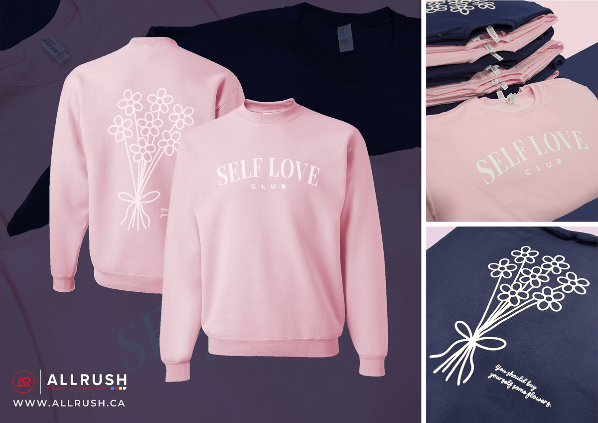 AllRush's tweet photo. We are excited to share our latest custom sweater print with you! Beautiful design on pink and navy sweaters, perfect for the fall. Order your own custom sweater and show off your style! Visit https://t.co/mMjTl1QHm4 for more info #CustomSweaters #falllfashion #yyc #customapparel https://t.co/UZZhN1tkgY