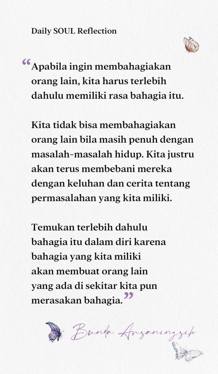 AG_BayuNugraha's tweet photo. Sudahkah kita betul2 memahami apa itu bahagia?
#KarmaReinkarnasi #MisteriSemesta #SpiritualModern #MeditasiOnline #MisteriMeditasi #SpiritualGaul #MeditasiGuru https://t.co/GymLLyJDi5