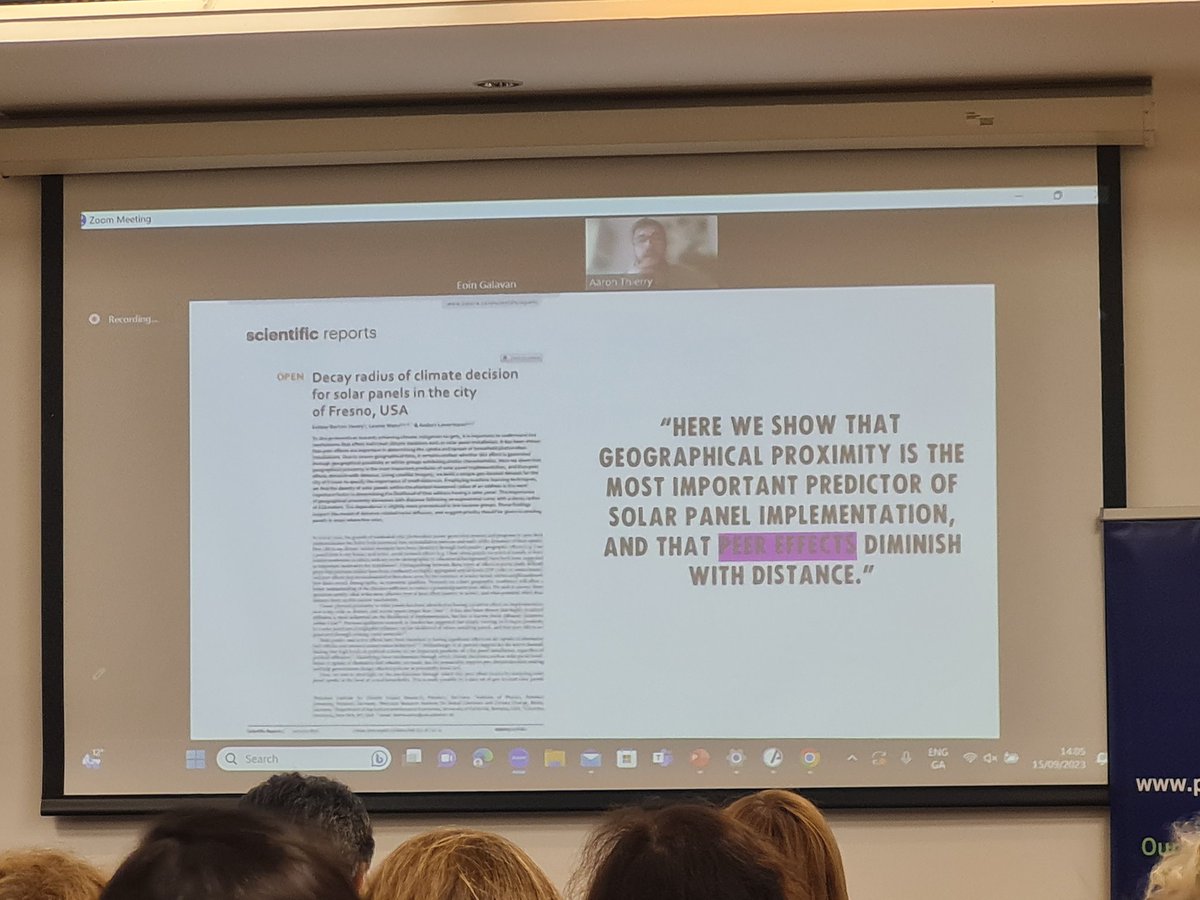 Solar panels are contagious! Taking action visibly inspires those around us. 3 factors in social change (e.g. education, norms & rules) to create tipping points are centred on communication. 'Talk and Act Climate to me'. @ThierryAaron #PSIClimate @SIG_ACEE @PsychSocIreland