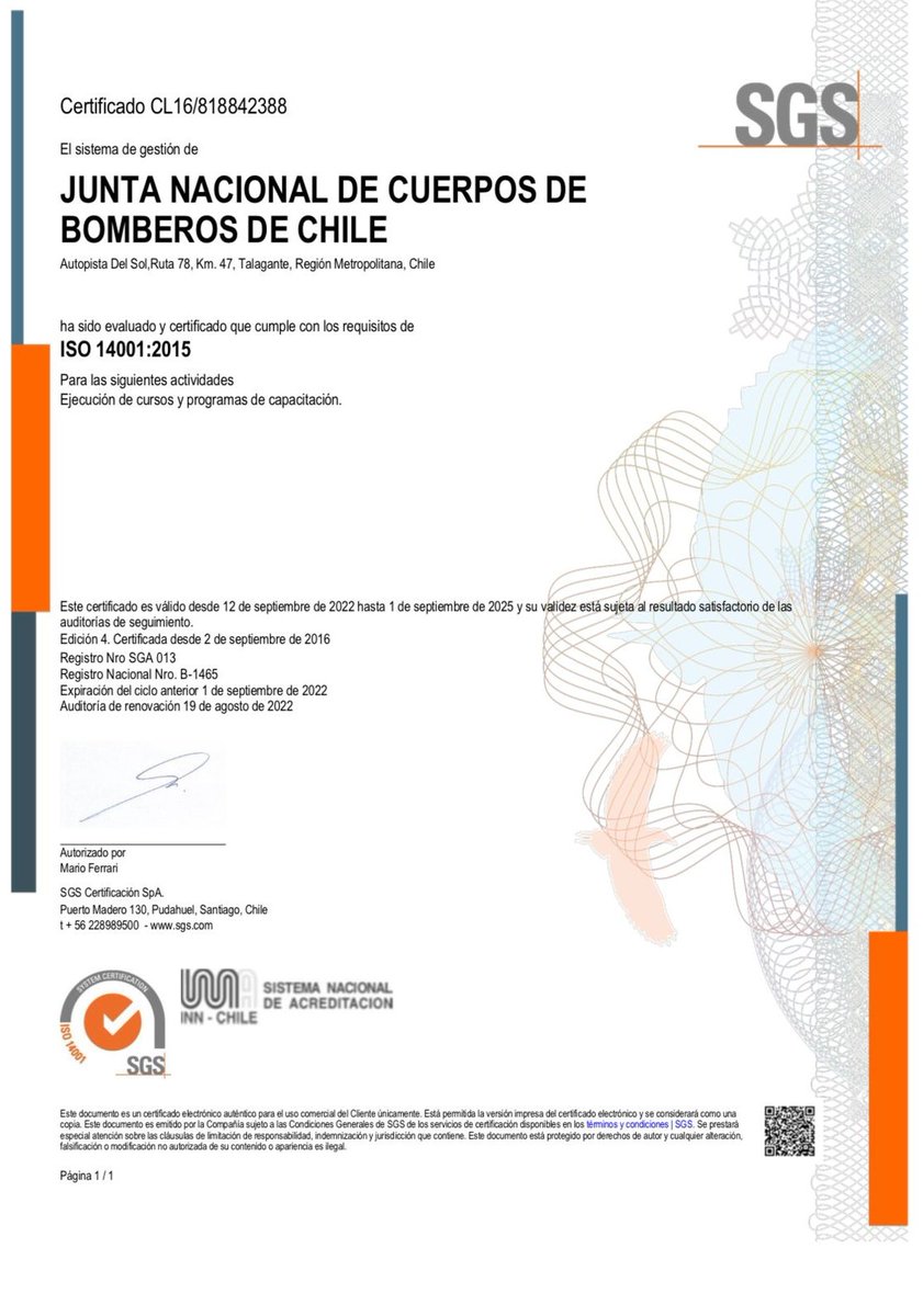 La <a href="/ANB_Chile/">Academia Nacional</a> por segundo año consecutivo, logra la certificación en el Sistema de Gestión Integrado en Norma de Calidad ISO 9001 y Seguridad y Medio Ambiente ISO 14001, en el Campus Central ANB.