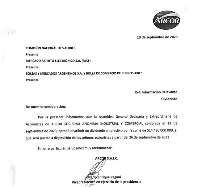 ❎🟥⚠️ El mismo día que se conoció la inflación de agosto  y que los alimentos aumentaron 3,1% por encima de la inflación general, Arcor repartía dividendos entre sus accionistas por 14.490 millones de pesos. Arcor, de Luis Pagani, uno de los que financia la campaña de Milei.